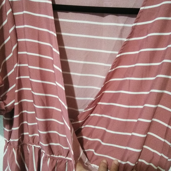 🚨50%off📦Shein Curve Dress Faux Wrap Knee Length Short Sleeve Pink 2X - Picture 5 of 12